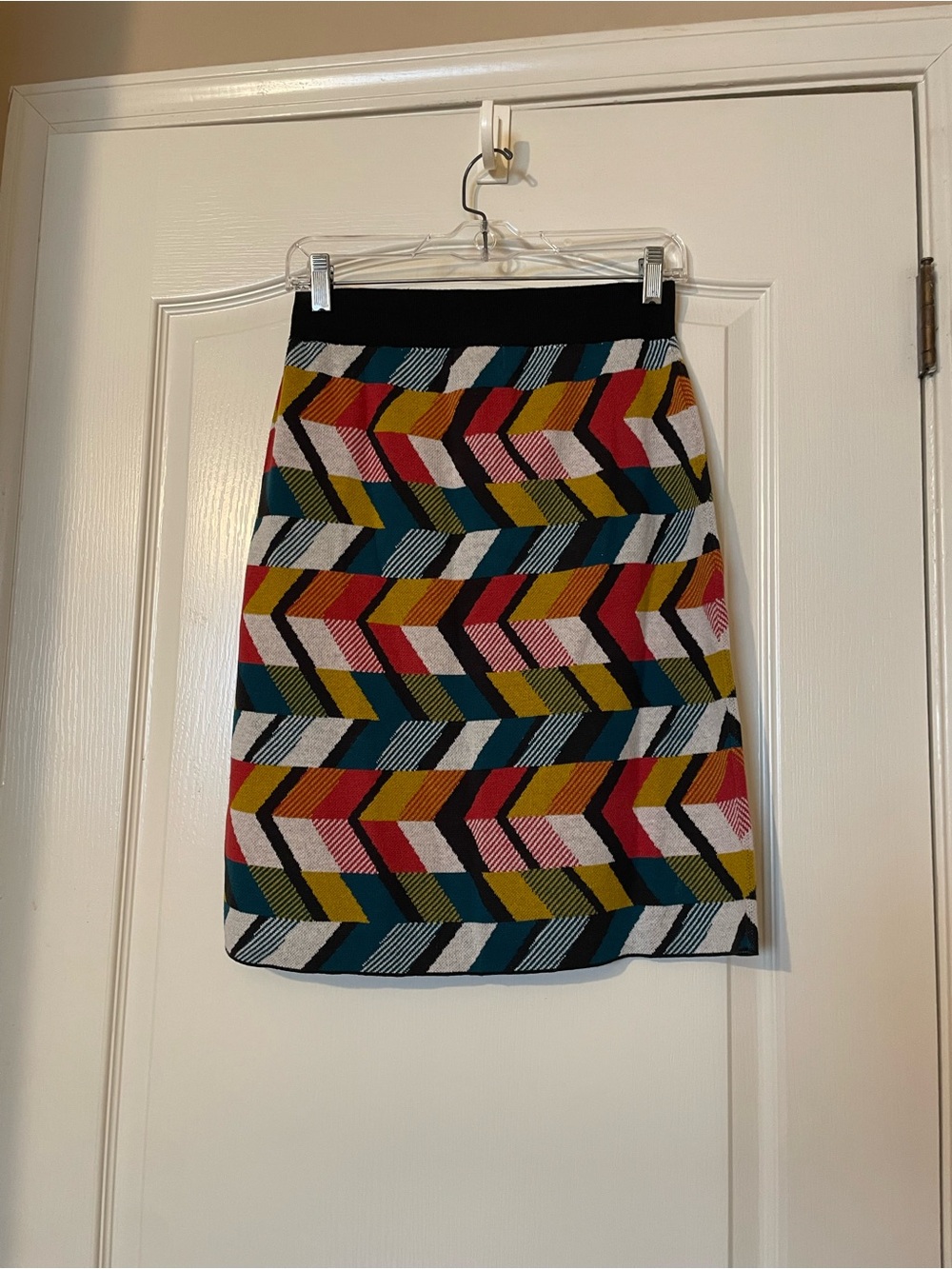 Maeve Anthropologie Geometric Knit Pencil Skirt Size S Abstract Retro Mod - Picture 8 of 9